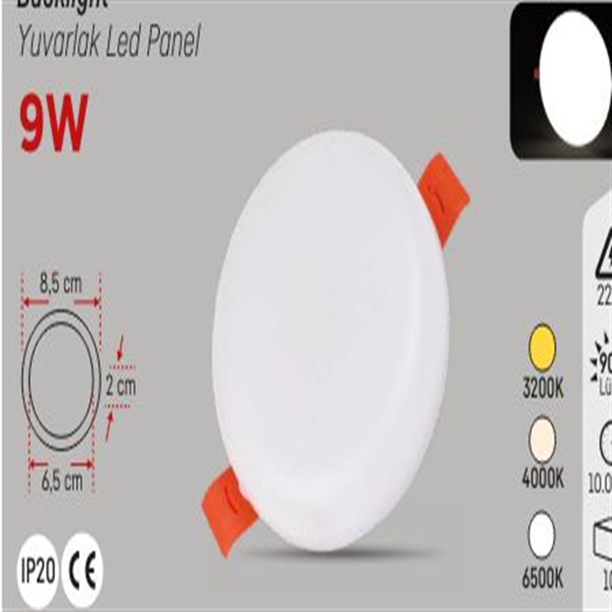 9W GEÇMELİ BACKLIGHT YUVARLAK  4000K 1
